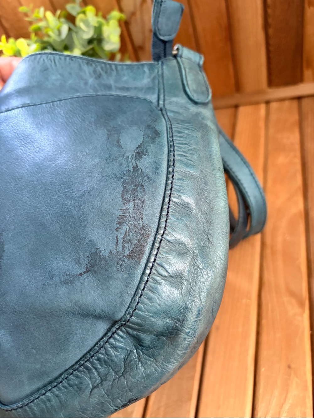 Italian Top Grain Leather Crossbody Bag Blue Woven Flap Boho Vintage Inspired - Picture 9 of 11